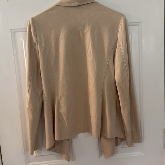 Premise Tan Faux Leather Open Front Drape Jacket Chic Hippie Vibe Size Small - Picture 6 of 8